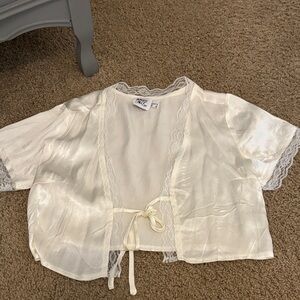 Princess Polly Cream Lace Trim Blouse